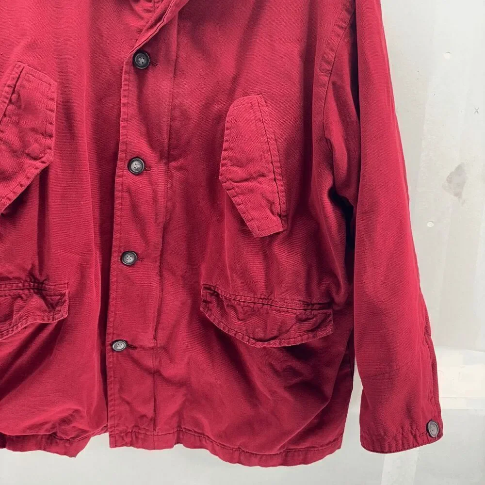 American‎ Eagle Jacket Mens XL Red Chore Barn Coat Flannel Lined Corduroy Collar